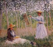 Claude Monet, Suzanne Reading and Blanche Painting by the Marsh at Giverny